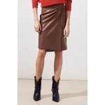 Jupe portefeuille taille haute flora marron