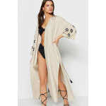 Kimono en lin et laine beige