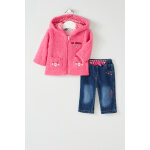 Manteau  capuche et jean rose