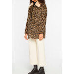 Manteau en laine recycle beige et marron