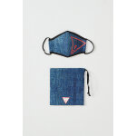Masque de protection et pochette en jean - bleu fonc chin