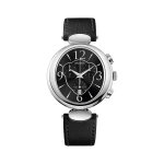 Montre en cuir miss balmain chrono lady - chronographe - noir et argenté Montre en cuir miss balmain chrono lady - chronographe - noir et argenté
