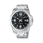 Montre � quartz en acier argent� et noir