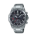 Montre  quartz en acier - chronographe - argent et noir