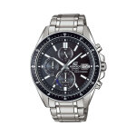 Montre  quartz en acier - chronographe - argent et noir