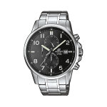 Montre  quartz en acier - chronographe - argent et noir