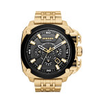 Montre à quartz en acier chronographe - doré et noir Montre à quartz en acier chronographe - doré et noir