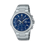 Montre  quartz en acier - chronomtre - argent et bleu fonc