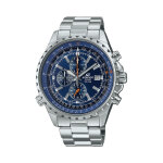 Montre  quartz en acier - chronomtre - argent et bleu fonc