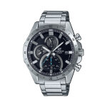 Montre  quartz en acier inoxydable - chronographe - argent et noir