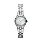 Montre  quartz en acier inoxydable et nacre - argent et blanc