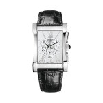 Montre  quartz en cuir eria chrono lady - chronographe - noir et argent