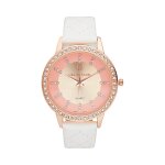 Montre  quartz en polyurthane blanc et dor rose