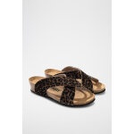 Mules compenses brisbane marron clair et noir - sunbay