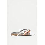 Mules en cuir essentiel gris et blanc