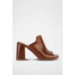 Mules  talons en cuir de veau marron