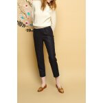 Pantalon carotte 7 / 8 en laine elyott - bleu marine et argent�