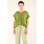 Pantalon carotte leon ecru et vert