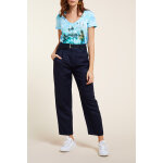 Pantalon droit 7 / 8 en lin bleu marine - one step femme