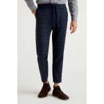 Pantalon droit en laine bleu marine