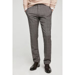 Pantalon droit en laine munich gris fonc�