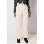 Pantalon droit taille haute en velours - crme