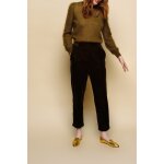 Pantalon droit en velours 7 / 8 taille haute saleon - noir