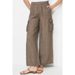 Pantalon wide legs en lin taille haute - marron chiné - 100% lin Pantalon wide legs en lin taille haute - marron chiné - 100% lin