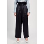 Pantalon wide legs en soie bleu nuit