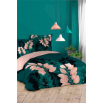 Parure de couette en coton 42 fils / cm belline - vert et rose