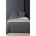 Parure de couette en coton 42 fils / cm bonnie - gris et blanc
