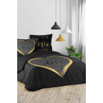 Parure de couette en coton 42 fils / cm crazy love - noir et dor