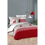 Parure de couette en coton 42 fils / cm meribel - rouge et blanc