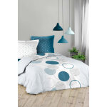 Parure de couette en coton 42 fils / cm² voie lactée - blanc et bleu Parure de couette en coton 42 fils / cm² voie lactée - blanc et bleu