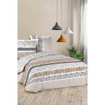 Parure de couette en coton 42 fils / cm zibra - blanc et marron