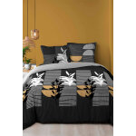 Parure de couette en coton 57 fils / cm allover - noir et gris