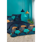 Parure de couette en coton 57 fils / cm� belle nuit - bleu marine et jaune