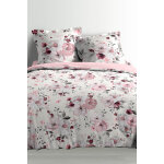 Parure de couette en percale de coton 78 fils / cm velvet flower - blanc et rose