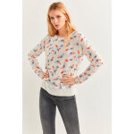 Pull bi - mati�re blanc chin�