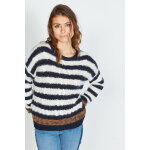 Pull en laine et mohair blanc et bleu marine Pull en laine et mohair blanc et bleu marine