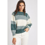 Pull en laine et mohair vert foncé et blanc Pull en laine et mohair vert foncé et blanc