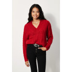 Pull en maille torsade  col en v