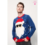 Pull de noël lumineux avec motif père noël et lunettes de soleil Pull de noël lumineux avec motif père noël et lunettes de soleil