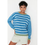 Pull ray� bleu cobalt