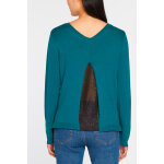 Pull trompe l'?il bleu canard Pull trompe l'?il bleu canard