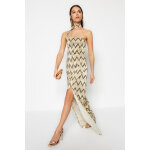 Robe asymétrique beige chiné et noir Robe asymétrique beige chiné et noir