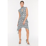 Robe asym�trique noir et vert d?eau