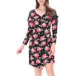 Robe asym�trique romane noir et fuchsia