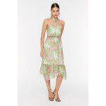 Robe asymtrique vert et mauve