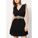 Robe boutonne  col en v en coton